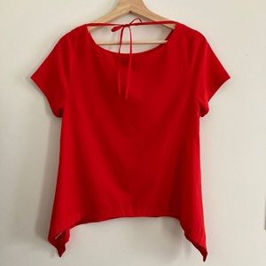 BK Industries Silky Red Blouse With Delicate Tie